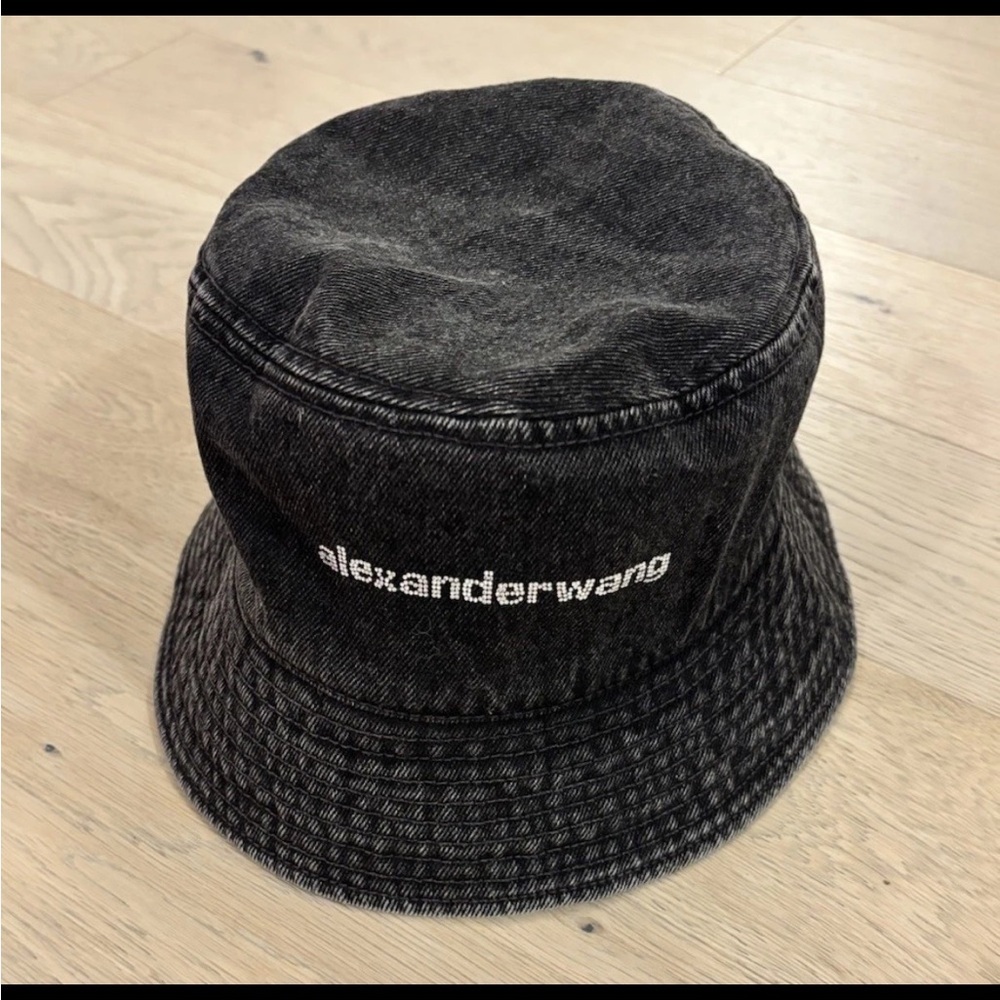 ALEXANDER WANG Denim Bucket Hat With Crystal Logo